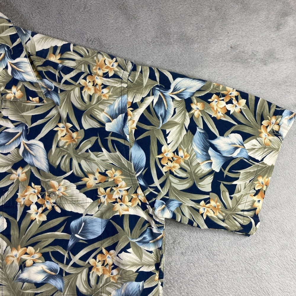 Vtg Pierre Cardin Hawaiian Shirt Men Large All Over Print Floral Button Up SS - Picture 5 of 16